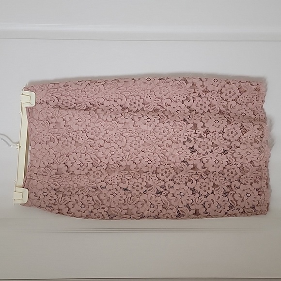 H&M Size 4 Dusty Rose Lace Pencil Skirt. Mini Lining, Gently Used Condition - Picture 1 of 9